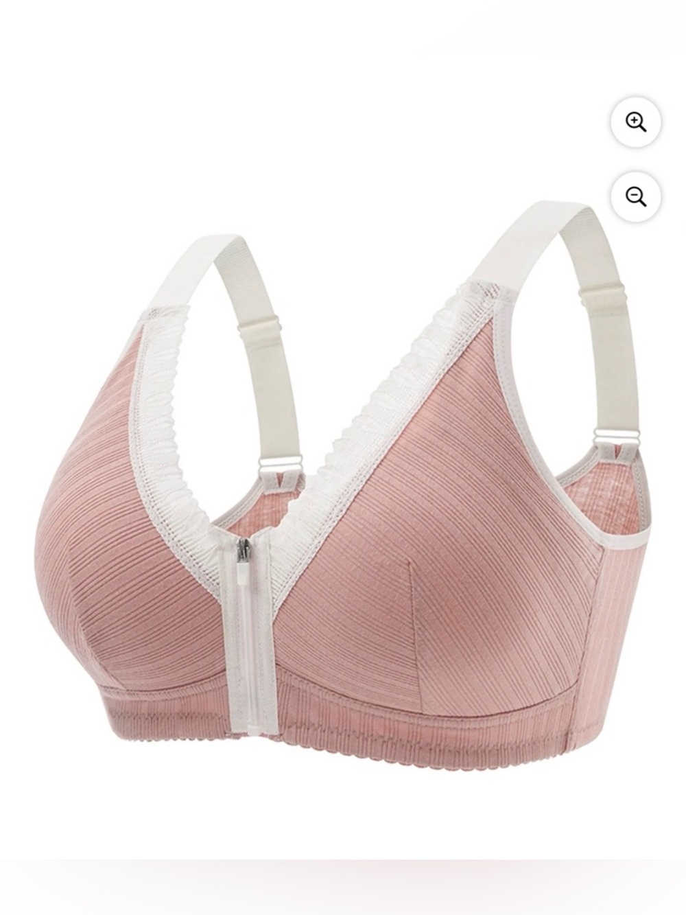 2XL Front-Zip Wireless Comfort Bra in Dusty Pink